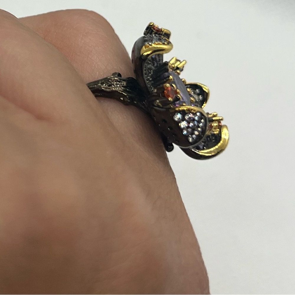 925 Sterling Silver Floral Blossom With Amethyst inspired crystal accent - Picture 15 of 16